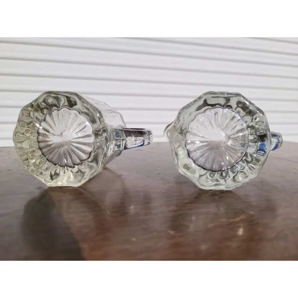 Vintage Clear Pressed Glass Mini Creamer Pitchers - Set of 2 Individual Restaura